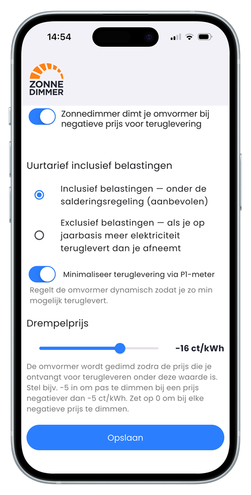 Instellingen voor dimmen